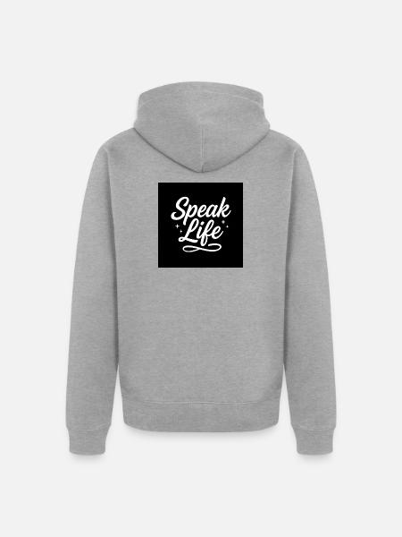 Speak Life – Inspirational Christian Quote - Unisex Premium Organic Zip Hoodie - heather grey