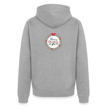 Merry Christmas Wreath Round - Unisex Premium Organic Zip Hoodie - heather grey - Back - Nico (187cm)