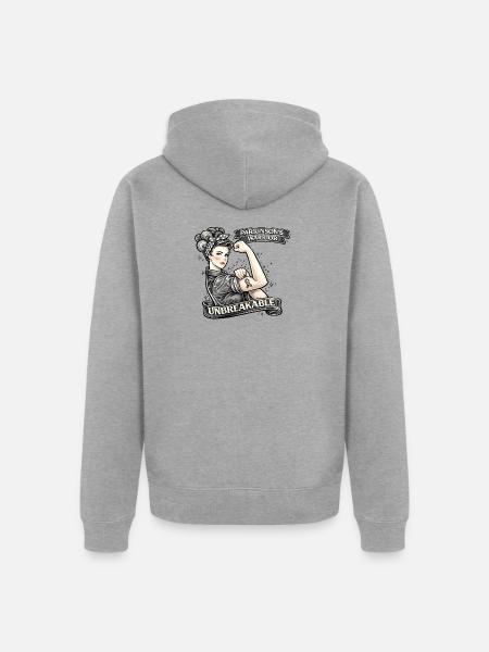 Parkinson Warrior Unbreakable - Unisex Premium Organic Zip Hoodie - heather grey