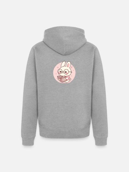 Overthinking Queen Bunny Reading - Unisex Premium Organic Zip Hoodie - heather grey