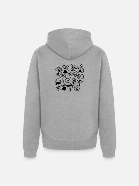Funny Faces - Unisex Premium Organic Zip Hoodie - heather grey