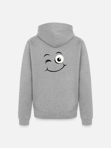 Happy face - Unisex Premium Organic Zip Hoodie - heather grey