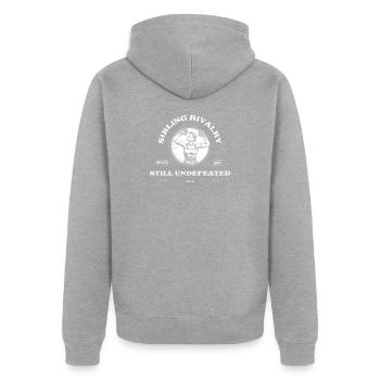 Still Undefeated Sibling Rivalry - Unisex Premium Organic Zip Hoodie - heather grey - Back - Nico (187cm)
