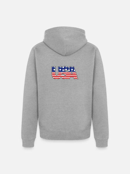 American Flag USA Logo - Unisex Premium Organic Zip Hoodie - heather grey