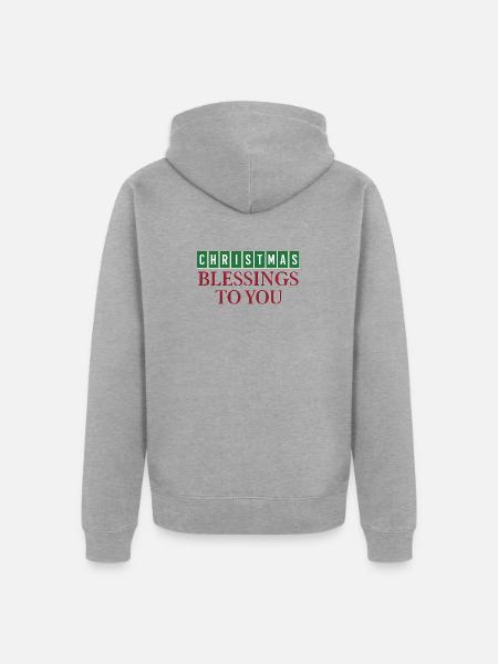 Christmas Blessings to You - Unisex Premium Organic Zip Hoodie - heather grey