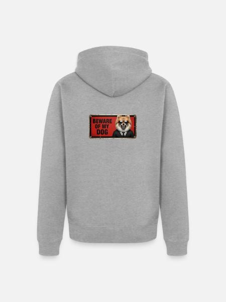 Beware of my dog - Unisex Premium Organic Zip Hoodie - heather grey