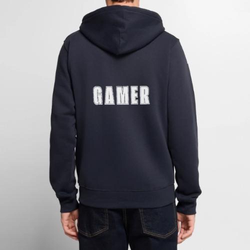 Gamer Collegiate White Text Design - Unisex Premium Organic Zip Hoodie