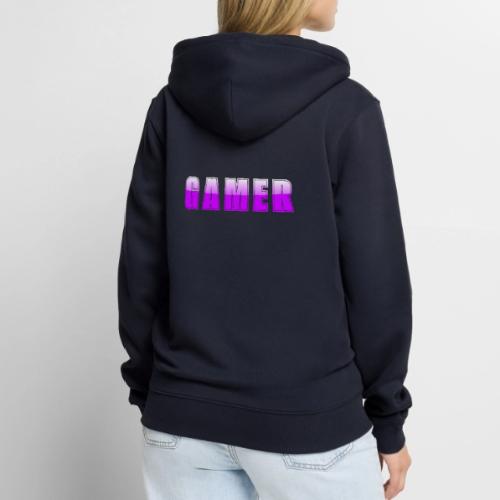 Gamer Purple Glossy Collegiate Design - Unisex Premium Organic Zip Hoodie