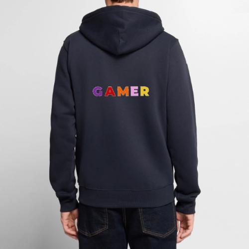Multicolor GAMER Typography Design - Unisex Premium Organic Zip Hoodie
