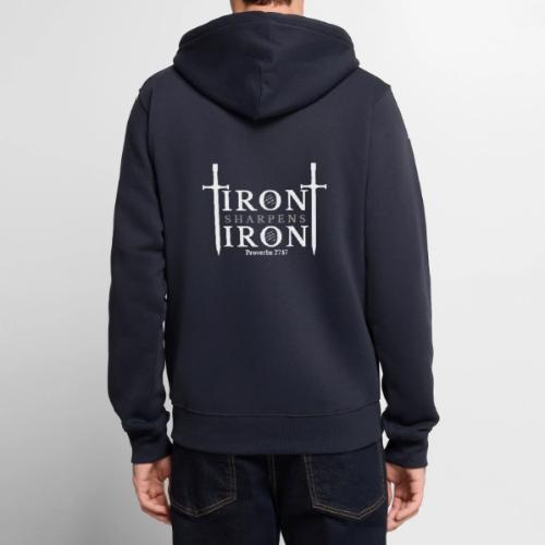 Iron Sharpens Iron - Proverbs 27:17 (White & Grey) - Unisex Premium Organic Zip Hoodie