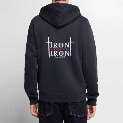 Iron Sharpens Iron - Proverbs 27:17 (White & Red) - Unisex Premium Organic Zip Hoodie