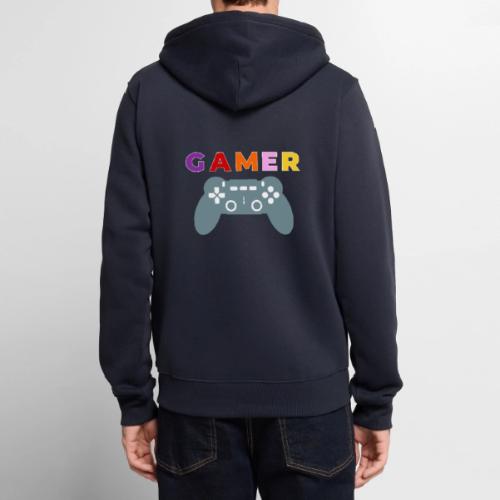 Colorful Gamer Controller Graphic - Unisex Premium Organic Zip Hoodie
