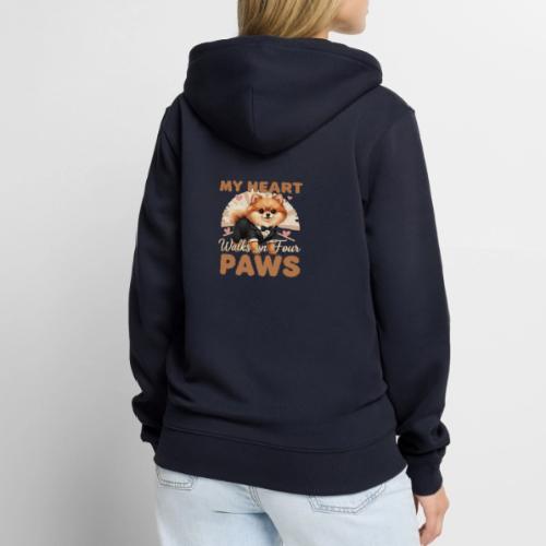 My Heart Walks on Four Paws – Pomeranian tee - Unisex Premium Organic Zip Hoodie