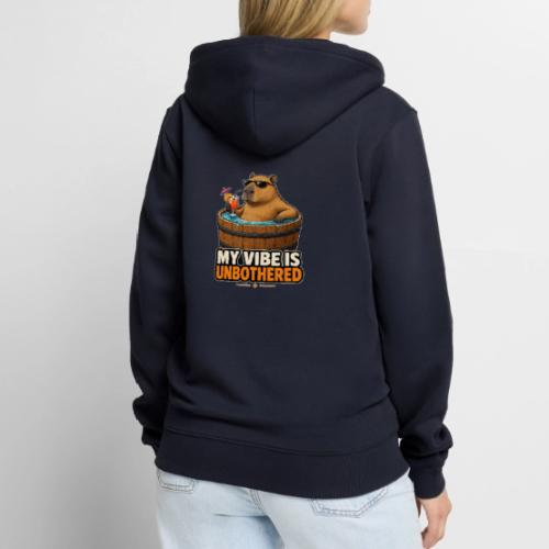 Unbothered Beaver in Wooden Tub - Unisex Premium Organic Zip Hoodie