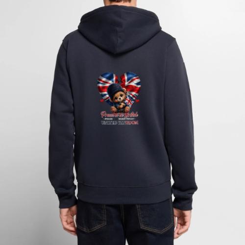 Proud to Be British Teddy Bear UK Patriot Gift - Unisex Premium Organic Zip Hoodie