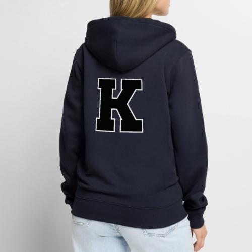 Varsity Letter K Collegiate Font Design - Unisex Premium Organic Zip Hoodie