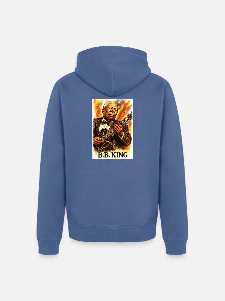 B.B. King Blues Guitar - Unisex Premium Organic Zip Hoodie - stone blue