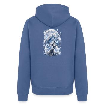 Mystic Moon Tree – Magical Nature Design - Unisex Premium Organic Zip Hoodie - stone blue  - Back - Nico (187cm)