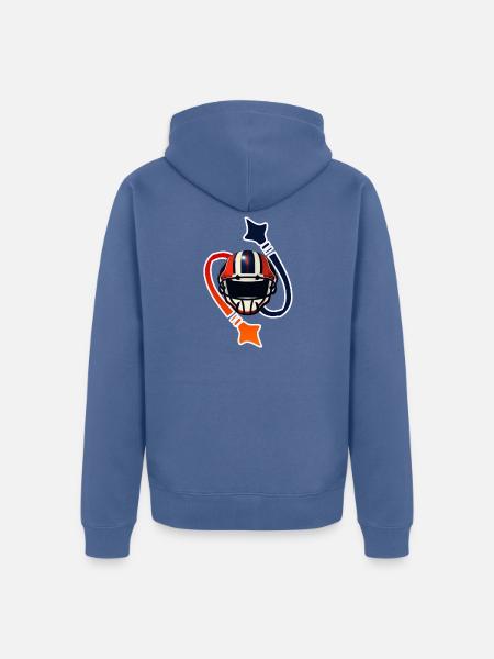 Patriotic Helmet Emblem - Unisex Premium Organic Zip Hoodie - stone blue