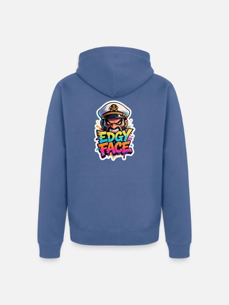 Edgy Face Sailor - Unisex Premium Organic Zip Hoodie - stone blue 