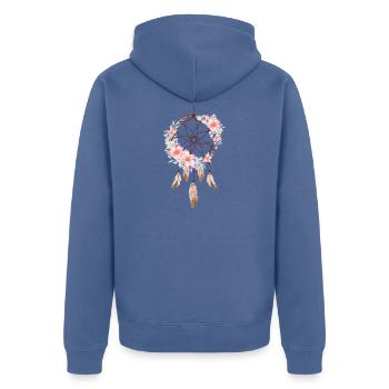 Art de l’attrape-rêves - Veste à capuche bio Premium Unisexe - bleu pierre - Dos - Nico (187cm)