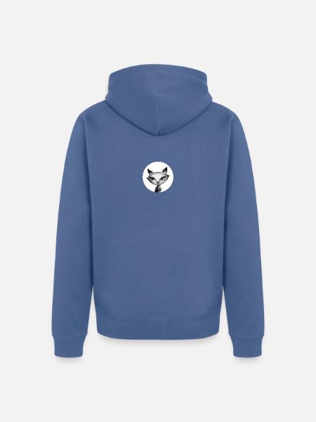 Whimsical Cat Bead Portrait - Unisex Premium Organic Zip Hoodie - stone blue