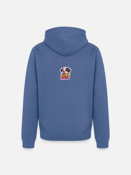 Edgy Face Puppy - Unisex Premium Organic Zip Hoodie - stone blue