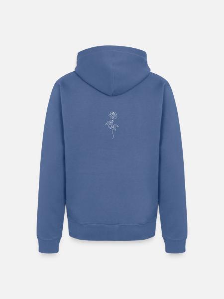 Minimalist Rose Line Art - Unisex Premium Organic Zip Hoodie - stone blue