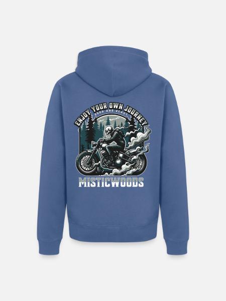 Mystic Woods Skeleton Rider - Unisex Premium Organic Zip Hoodie - stone blue