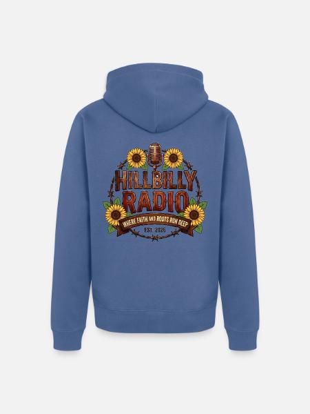 Hillbilly_Radio_Logo_Sunflowers - Unisex Premium Organic Zip Hoodie - stone blue