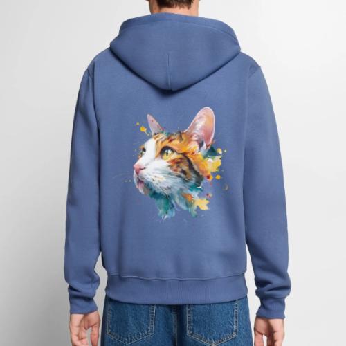 Cat: Feline Ink Burst - Unisex Premium Organic Zip Hoodie