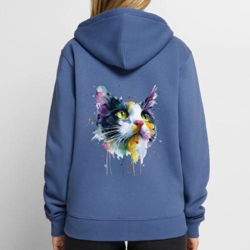 Cat: Painted Purr Expression - Unisex Premium Organic Zip Hoodie