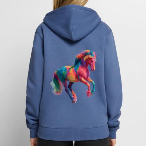 Colorful Paint Splatter Horse Art - Unisex Premium Organic Zip Hoodie