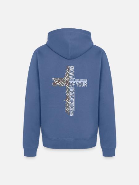 Camo Cross - Unisex Premium Organic Zip Hoodie - stone blue