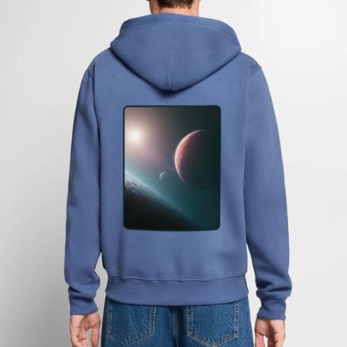 Deep Space Planet Horizon Art - Unisex Premium Organic Zip Hoodie