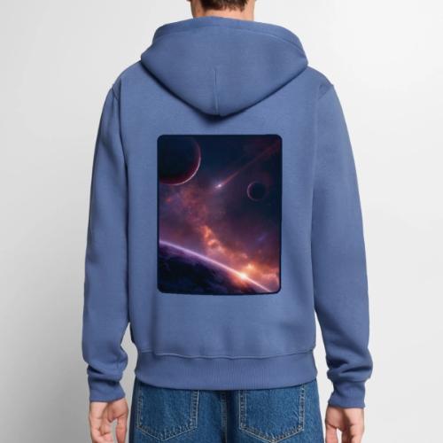 Cosmic Sunset Nebula Space Art - Unisex Premium Organic Zip Hoodie