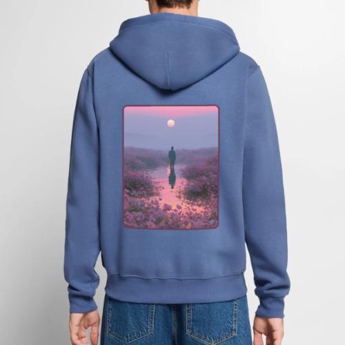 Ethereal Sunset Flower Field Art - Unisex Premium Organic Zip Hoodie