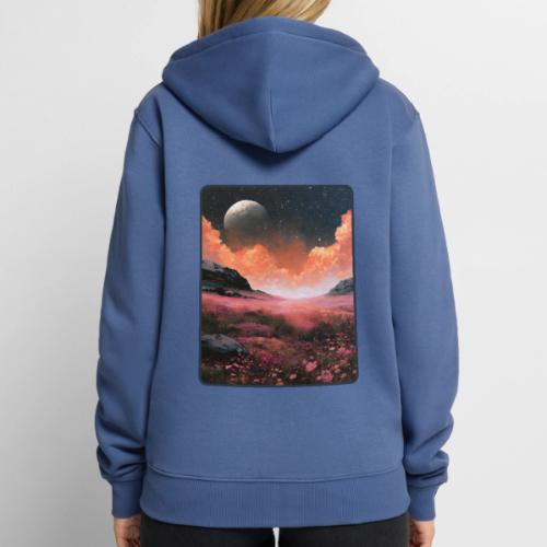 Moonlit Fantasy Flower Landscape - Unisex Premium Organic Zip Hoodie