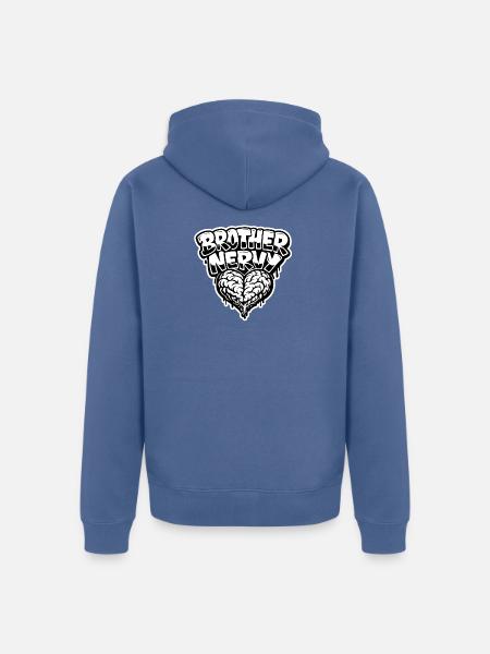 Brother Nervy Heart - Unisex Premium Organic Zip Hoodie - stone blue