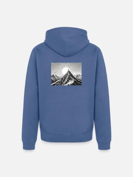 Sunlit Peak Line Art - Unisex Premium Organic Zip Hoodie - stone blue 