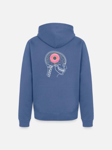 DONUT ON BRAIN X-RAY DESIGN - Unisex Premium Organic Zip Hoodie - stone blue