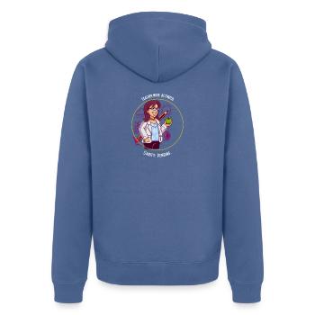 Teacher Mode Activated Sanity Pending - Unisex Premium Organic Zip Hoodie - stone blue  - Back - Nico (187cm)