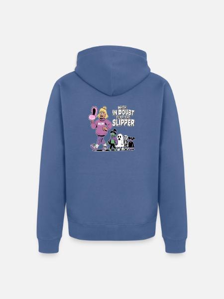 Minimal Slipper Mom - Unisex Premium Organic Zip Hoodie - stone blue 