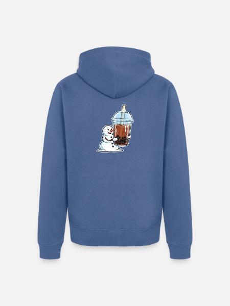 Snowman Bubble Tea Cup - Unisex Premium Organic Zip Hoodie - stone blue