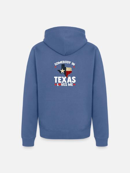 Somebody in Texas Loves Me - Unisex Premium Organic Zip Hoodie - stone blue 