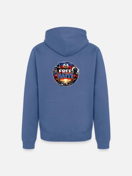Free Haiti - Unisex Premium Organic Zip Hoodie - stone blue