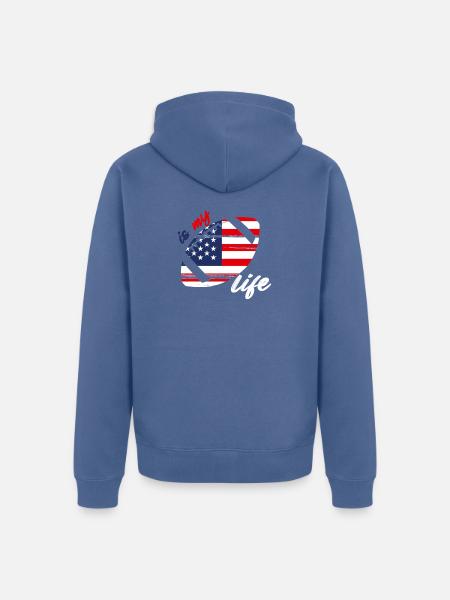 Patriotic Football Life - Unisex Premium Organic Zip Hoodie - stone blue