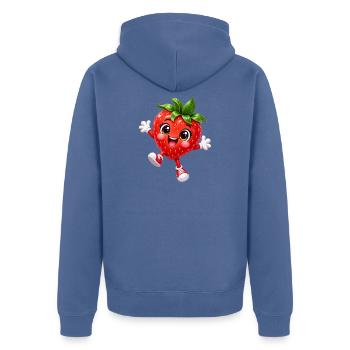 Strawberry Kawaii Cheer - Unisex Premium Organic Zip Hoodie - stone blue  - Back - Nico (187cm)