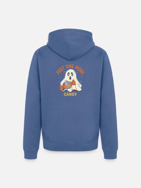 Just One More Candy Ghost - Unisex Premium Organic Zip Hoodie - stone blue