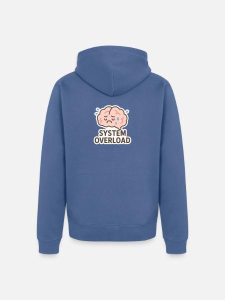 System Overload Brain Illustration - Unisex Premium Organic Zip Hoodie - stone blue